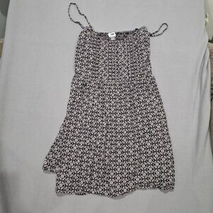 Old Navy Floral Cami Dress Womens XL Black White Smocked Mini Sun Dress Boho